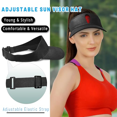 Image of Visors Hat for Women Sun Hat for Men Empty Top Black Running Visors Comfortable UV Protection Sun Visor for Travel Cycling