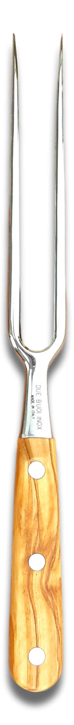 Fourchette à viande forgée - Manche en bois d'olivier massif - 17,8 cm de long