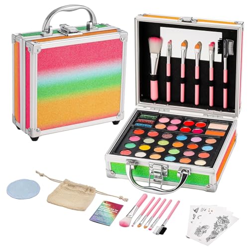 Maquillaje para Niñas, Maletin Estuche de Maquillaje Infantil Todo en Uno con Set de Maquillaje para Niñas, Juego Kit de Maquilhagem Criança para Cumpleaños 3 4 5 6 7 8 9 10 Años