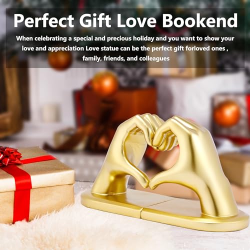 Xmeden Book Ends Heart Design Modern Bookends For Shelves thumb #6