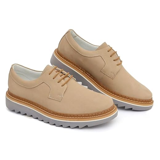 Sapato Oxford em Couro Camurça Nobre Masculino Derby Tratorado Premium