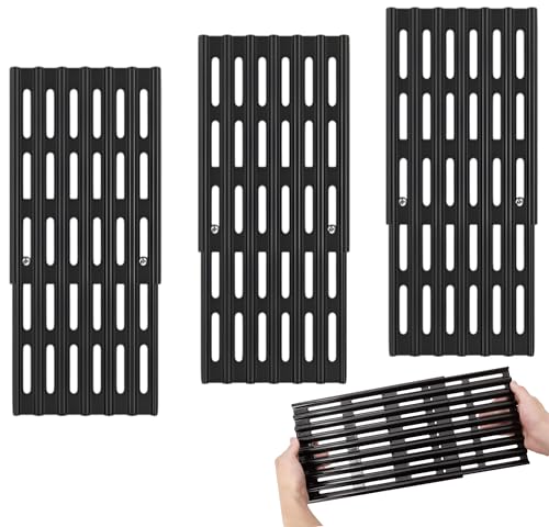 3er Set Grillrost verstellbar - 15cm Breit Universal Ersatz Grillrost für BBQ Grills, Universal Grillroste für Gasgrill, ausziehbar von 31cm bis 48cm Tiefe, Porzellanstahl