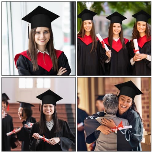 AUYAO Bachelor Hut Abschluss Hut Unisex Doktorhut Verstellbar Graduation Cap Absolventenhut hüte Geschenk für Abitur Studium Master Bachelor Abschluss Examen Hochschule Doktortitel Student (Schwarz)