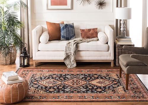 SAFAVIEH Classic Vintage Collection Area Rug - 5' x 8', Black & Rust, Oriental Distressed Design, Non-Shedding & Easy Care, Ideal for High Traffic Areas in Living Room, Bedroom (CLV114Z)