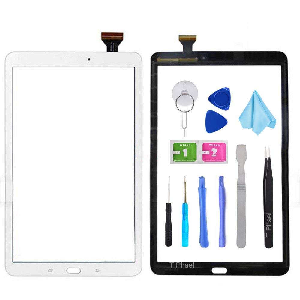 T PhaelWhite Touch Screen Digitizer for Samsung Galaxy Tab A 10.1 - Glass Replacement Parts for T580 T585 SM-T580 SM-T585 2016 (Not Include LCD) with Tools Kit + Pre-Installed Adhesive