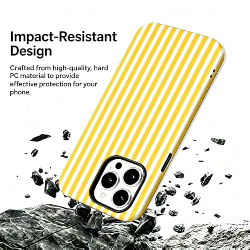 Image of for iPhone 16Pro Case Cute Phone Case,Compatible with MagSafe,Dual Layer Shockproof Protective Phone Cover,Hard Shell + Silicone Cover,Fashion Design for Women Girls,Striped Yellow