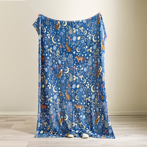 Catherine Lansfield Kuschelige Fleecedecke mit Tiermotiven, 130 x 170 cm, Marineblau – Ansicht 3