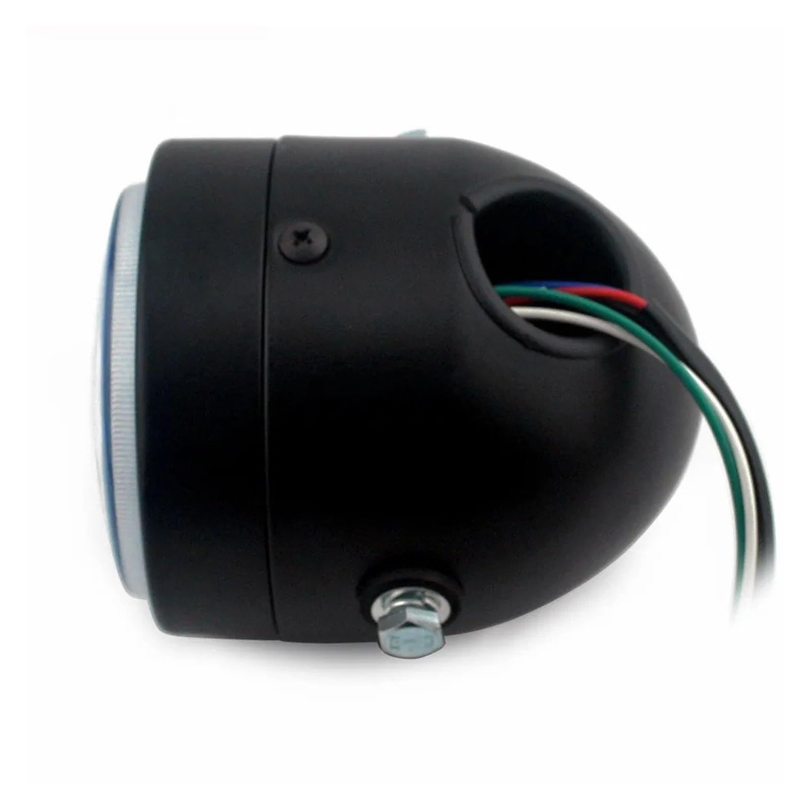 Phare moto Pour Street Dual Sport Cafe Racer Bobber 4 "moto Montage Latéral Clair Phare LED Double Anneau D'ange