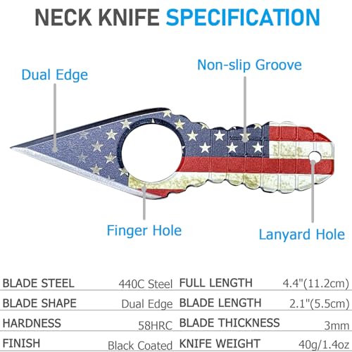 Image of Mini EDC Pocket Neck Knife with Chain and Sheath w /Pocket Clip, Ultra Small Fixed Blade Knives Tactical Necklace Knife for Men, Utility Box Cutter Outdoor Camping Backpacking Knives