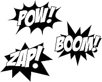 Vista 4 de Calcomanía de vinilo para pared, Boom Zap Pow, 12 x 27 pulgadas, calcomanía divertida de superhéroe inspirador de moda para el hogar, dormitorio