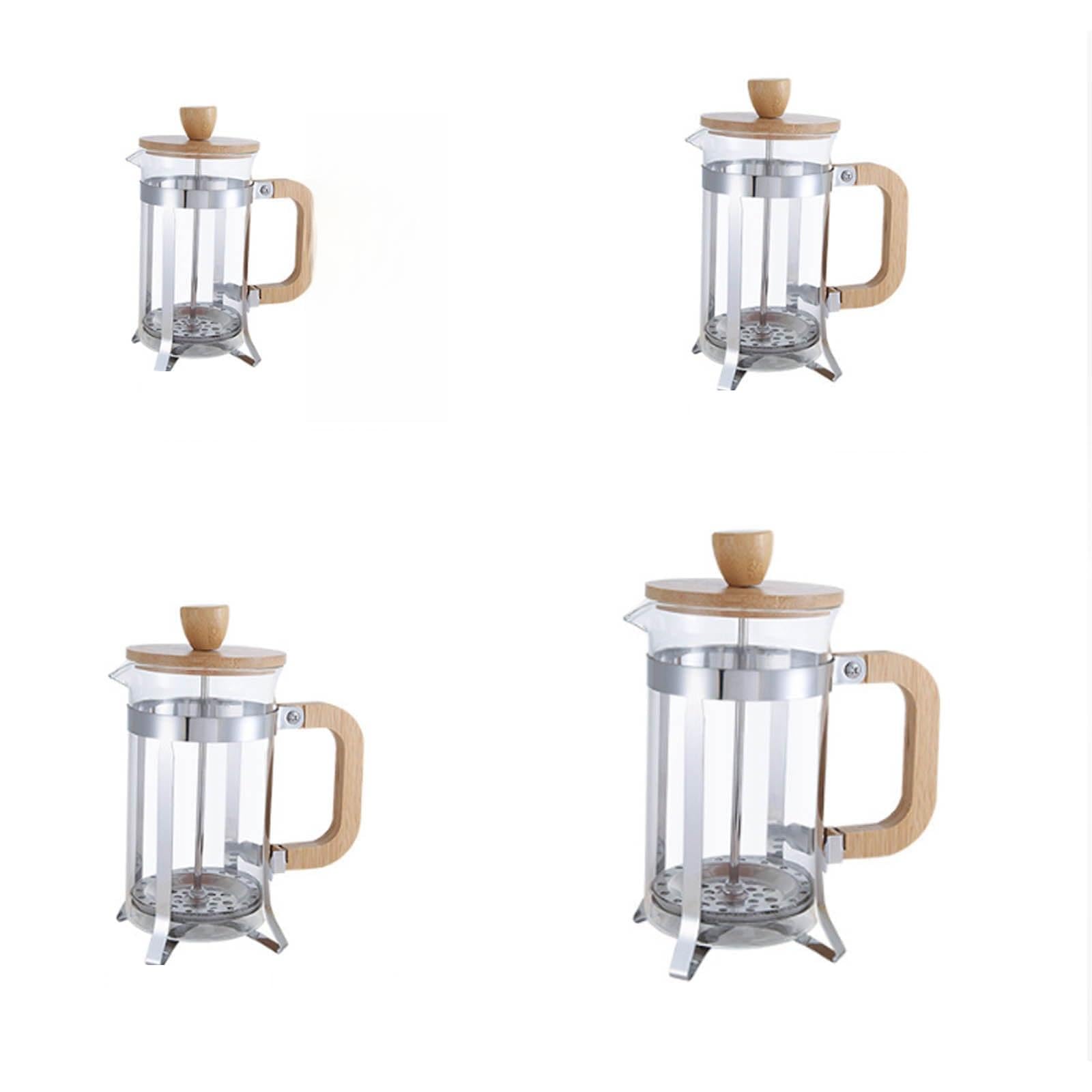Cafetera émbolo Francesa con Tapa y asa bambú para Preparar Capuchino Moca | Cafetera émbolo, cafetera vidrio con tapa y asa de bambú, para hogar, oficina, viajes, individual(800ML)