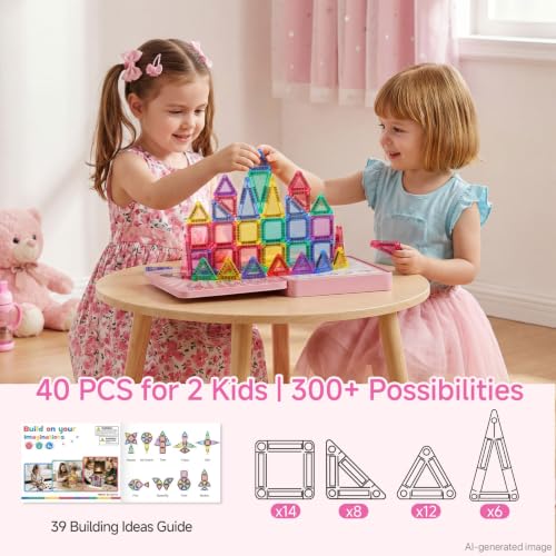Image of Mini Magnetic Tiles for Girls Travel in Tin Box to Stop Crying