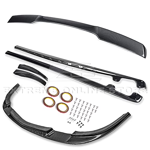 For 2005-2013 Chevrolet Corvette C6 Z06 Grand Sport | EOS ZR1 Style Carbon Fiber Front Bumper Lower Lip Splitter Side Skirts Rocker Panels Mud Flaps & Rear Spoiler Wing