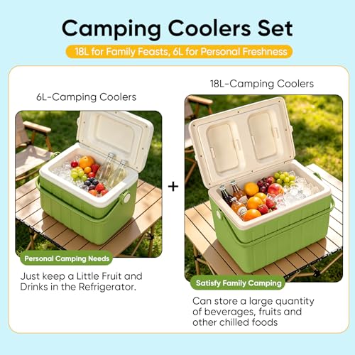 Image of 6Qt 13Qt 19Qt Northroad Camping Coolers,Stylish Macaron Color Durable Hard Cooler,Portable Insulated Ice Chest with 24 /48 Hour Ice Retention,Multi- Size for Camping,Picnic,Beach,Travel
