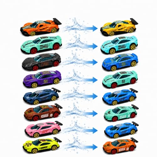 DNTHYRIN 8Pcs Colour Changing Cars Street Machines Colour Change Cars Mini Car Racing Car Playset (Random Color)