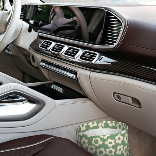 Image of Vintage Groovy Flowers Car Trash Can Collapsible Garbage Can,Hanging Trash Bag Water Proof with Suitable for Storage for Car Interiors,Home