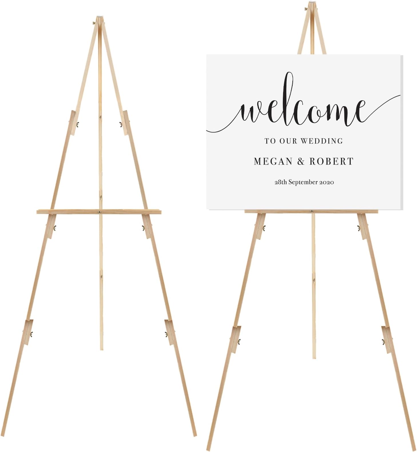 Wood Art Adjustable Tripod Easel Stand - 63" Max Height, Portable For Painting & Display (Natural Wood)