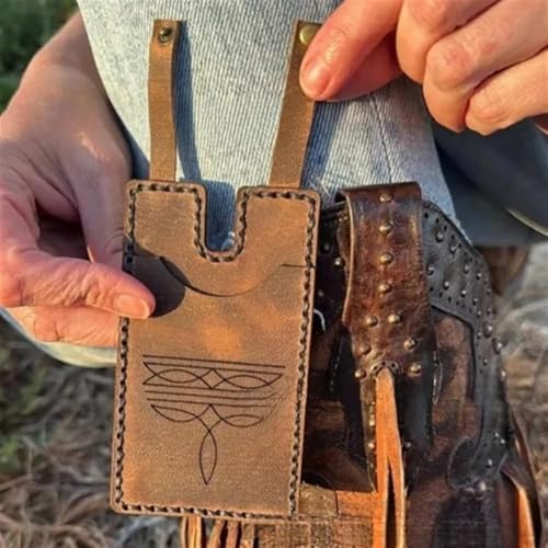 Fashion Western Cowboy Boot Wallet with Snap Strap for Women - Handcrafted Leather Snap Strap Credit Card Holder, Compact Carry All for Cowgirl Casual Formal Occasions (1, Brick Red) — view 7