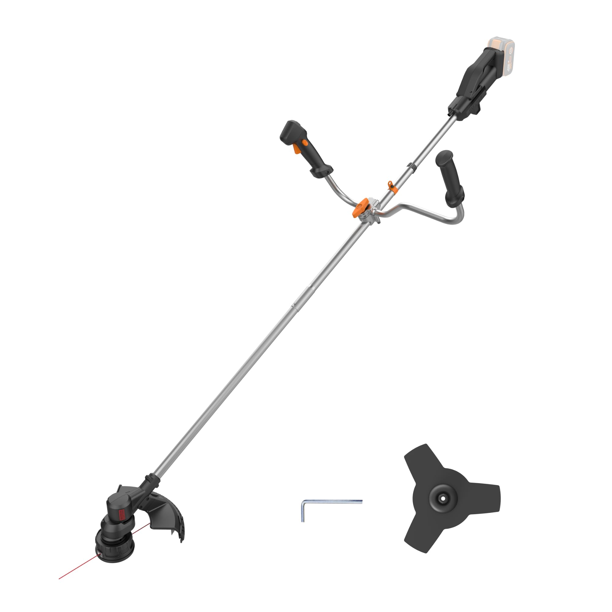 WORX WG082E.9 Akku-Sense 20V, 600W Brushless Motor, 2-in-1 Rasentrimmer  Freischneider, 30 cm Faden / 25,5 cm Metallklinge, Bike Handle Griff, klappbarer Schaft Ohne Akku  Ladegerät