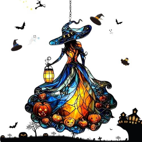 Atrapasoles de calabaza de acrílico para ventana y porche decorativo de Halloween 7