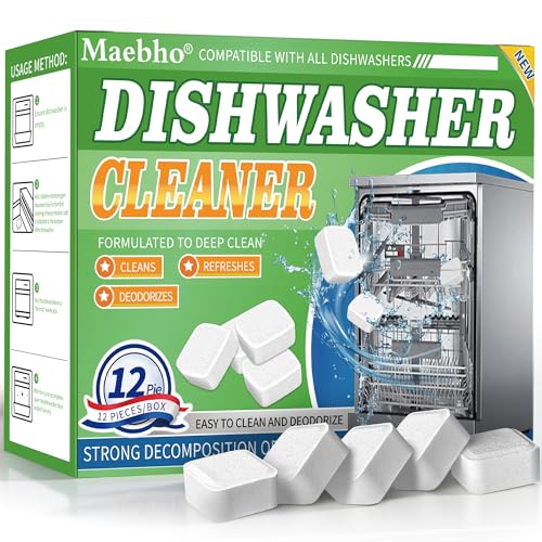 Dishwasher Cleaner and Deodorizer Tablets-12 Pack, Heavy Duty Deep Cleaning