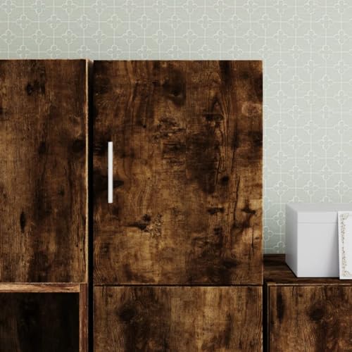 Hoopleep Smoking Wood Wall Cabinet, 30 x 42.5 x 40 cm, Wall Cabinet for Bedroom, Living Room, Versatile Storage Solution, Space Saving Furniture