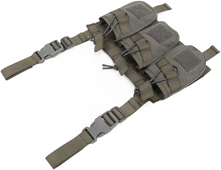 Tactical AK Triple Magazine Pouch with Chest Rig Strap Camouflage Cartridges Clip Ammunition Carrier Ammo Holder Outdoor Airsoft Shooting Gear Molle Combat Bag Vest Accessory