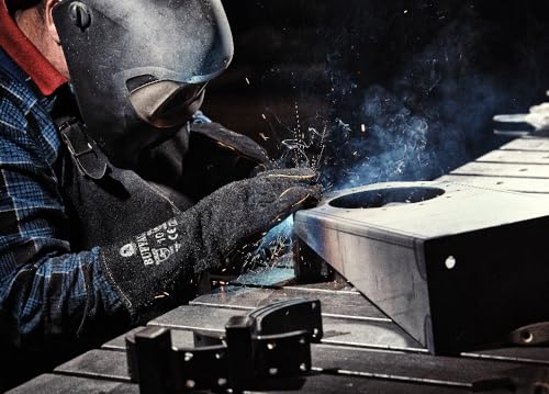 TK Gloves BUFFALO Schweißerhandschuh Montage-Handschuhe aus Leder/Größe 10, 1 Paar/Handschuhe Arbeitshandschuhe/Schweißschutzhandschuh mit Futter/Schwarzes Rindspaltleder/Lederhandschuhe