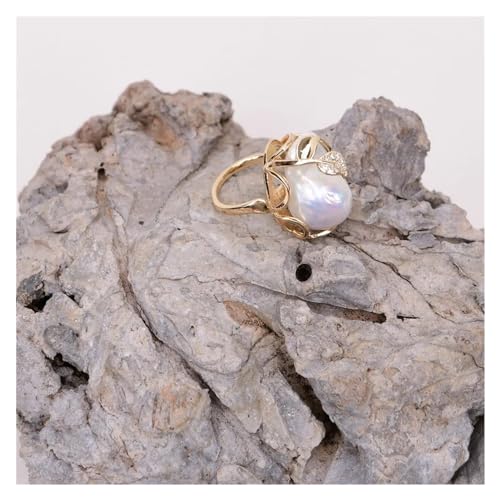 Anillo de perlas barrocas naturales de 18x23mm en plata 6