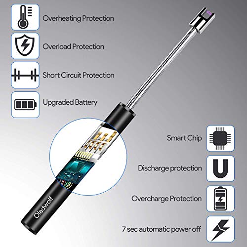 Oladwolf Lichtbogen Feuerzeug, Elektro Stabfeuerzeug USB Aufladbar Lang Sturmfeuerzeug, Flammenlose Winddichte… – Bild 4