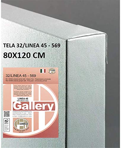 Pieraccini Lienzo 80 x 120 cm – 32/línea Gallery 45 Grano fino algodón/poliéster – Marco con cruz