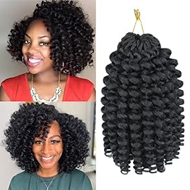 Vustbeauty Jamaican Bounce Curly Crochet Hair 8 Inch 5 Packs Wand Curl Crochet Hair Braids Short Curly Braiding Hair Extensions For Black Women(8inch, 1b)