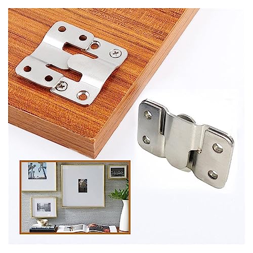 Image of Stainless Steel Interlock Hanging Buckle Flush Mount Bracket Furniture Connector Wall Picture Frame Hanger Display Hooks (Color : Silver, Size : Small)