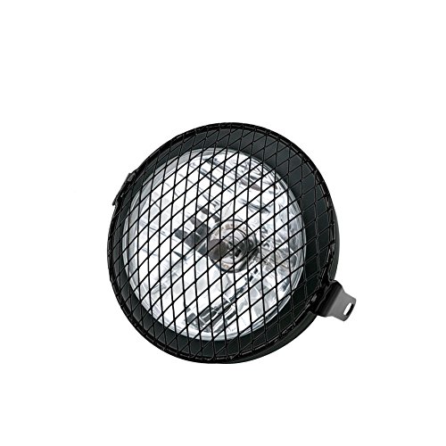 Housse De Phare Moto Café Racer 14.6 Cm – Grille Métallique Noire, Fixation Latérale Universelle Style Vintage