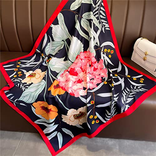 Bufanda de mosaico estampada pañuelo bandanas de satén moda mujer accesorio cuello 5