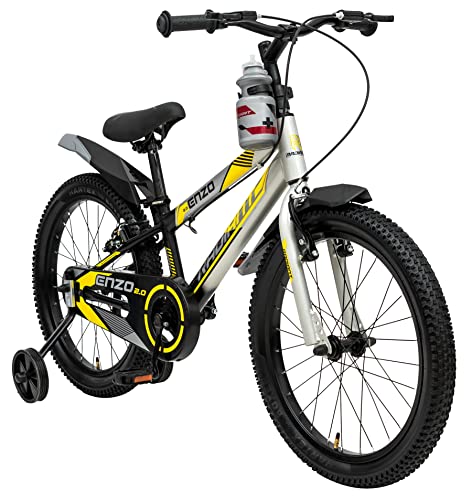 Image of Radiant Cycles Enzo 2.0 20T Unisex Kids Cycle | Ideal for Kids | 10.5 Inch High Tensile Carbon Steel Frame | V Power Brakes (Yellow Grey, Single Speed)
