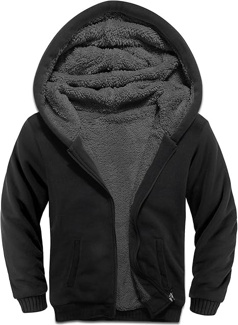 JACKETOWN Jungen Sweatjacke Gefüttert Kinder Hoodie Sweatshirt Kapuzenpullover Fleecejacke mit Kapuze Langarm Warme Winterjacke Classic Pullover mit Reißverschluss