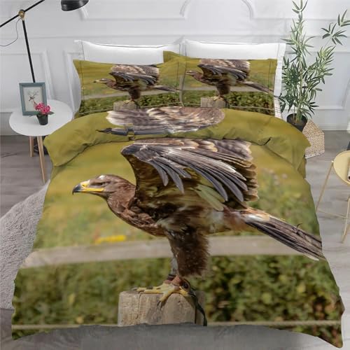 Housse de Couette 200x200 Aigle en microfibre douce avec 2 taies d'oreiller