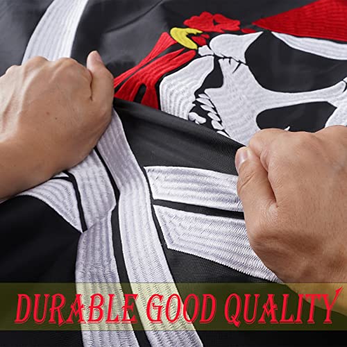 Bradford Pirate Flag 3X5 Ft Outdoor, Embroideried Double Sided Jolly Roger Skull Flags With Red Headscarf Crossknife, Helloween Heavy Duty Bandana Jack Rackham Flags With 2 Brass Grommets #TOP4