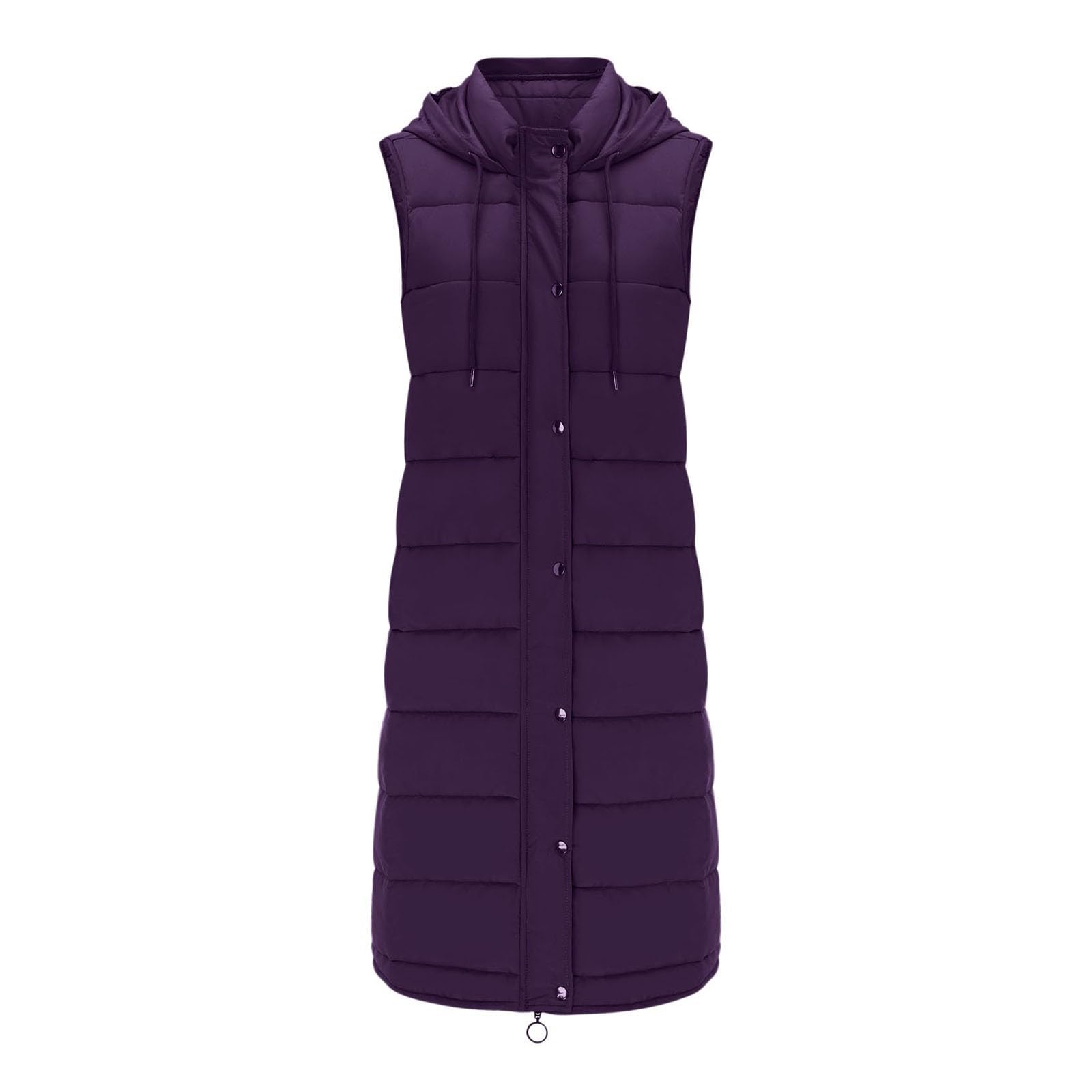 MJGkhiy Gilet Donna Invernale Lungo Tinta Unita Giacca Senza Maniche Con Cerniera Gilet Trapuntato Caldo Smanicato Piumino Giubbino Smanicato Con Tasche Giacca Gilet Giacca Con Cappuccio Outerwear