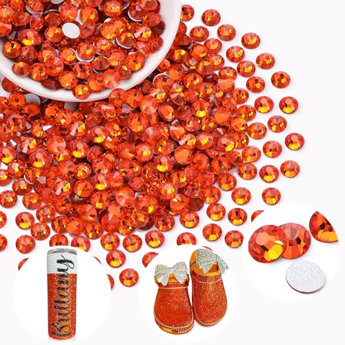 Image of 400PCS SS30 /6mm Crystal Glass Rhinestones for Bedazzling (Orange /Hyacinth) | Flatback Rhinestones for Crafting DIY Nail Art Makeup Decoration, Gems Diomand Charms for Tumbler Shoes Clothing Mug