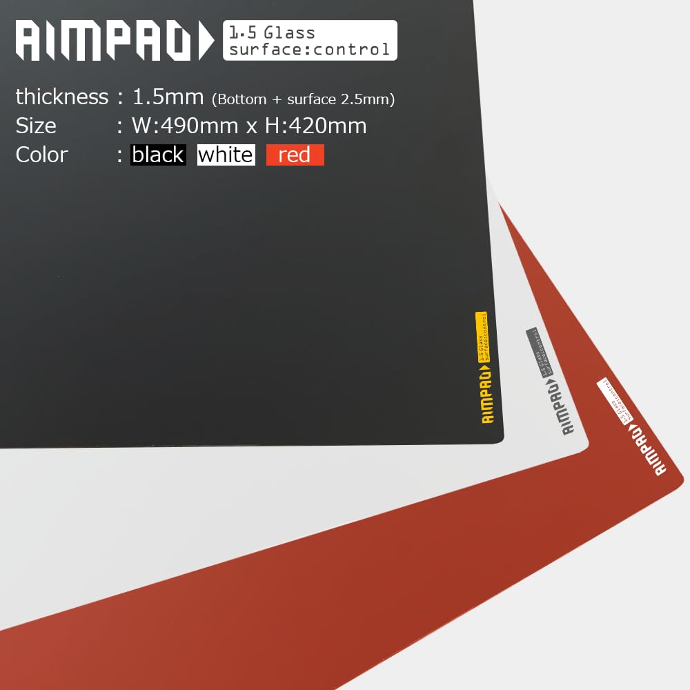 AIMPAD 1.5 ブラック 490x420 mm Amazon.co.jp: 【A5】薄型ガラスマウスパッド-AIMPAD glass1.5