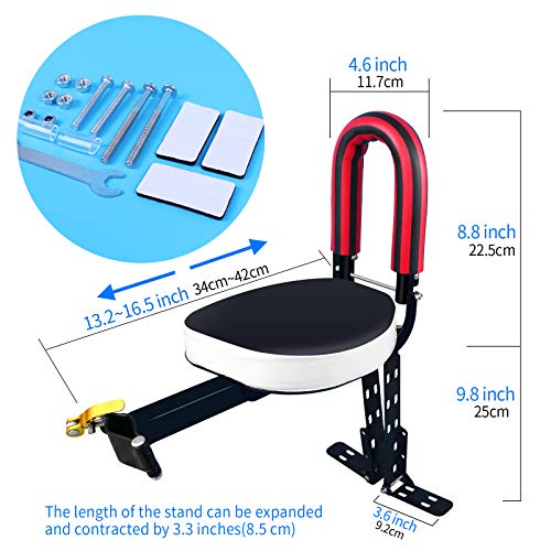image for XIEEIX Child Bike Seat, Portable Retractable Foldable Front Mounted Ki