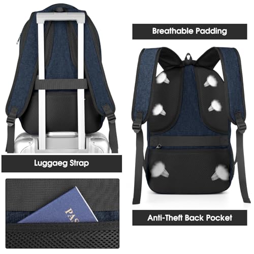 Image of BIKROD Backpack for Men Women, School Backpacks for Teen Boys, Business Anti Theft Sturdy Travel Laptop Backpack, Water Resistant 15.6 Inch Computer Bag Gift, Blue