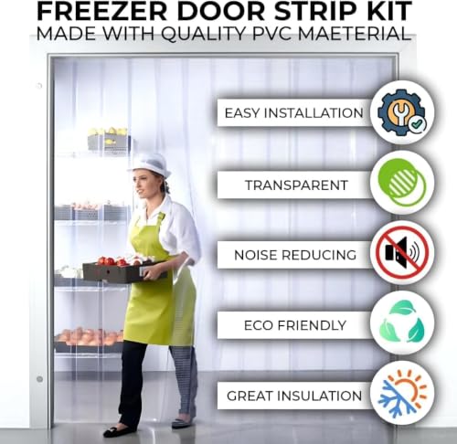 Image of Clear Kit PVC Smooth Plastic Strip Door Curtain 6x7 ft. (72x84.2 in) Standard Clear Waterproof Commercial Walk in Freezers Warehouse Garage Gate Doorway Clean Rooms Heavy Duty Vinyl 1173