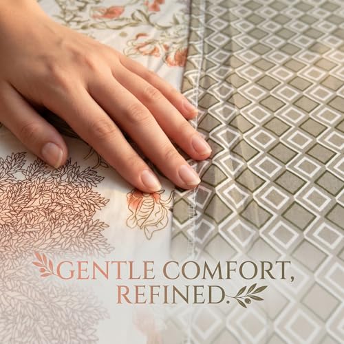 Image of HOMEKART Premium 100% Cotton Dohar for Single Bed | Reversible AC Blanket | Lightweight All Season Comforter | Soft & Breathable Summer Quilt for Adults | 150 GSM | 88 x 58Inches (Vintage Peach Vine)