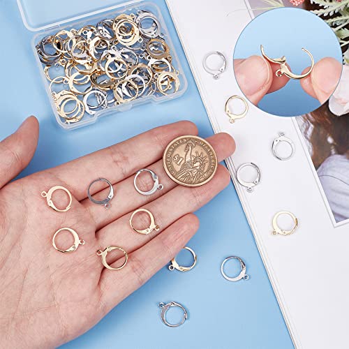 Miniatura 3 de Sunnyclue 1 Caja De 80 Piezas 40 Pares De Ganchos Para Pendientes De Palanca Trasera De Acero Inoxidable Chapado En Oro De 18 Quilates Con Cierre De Palanca Redonda Para Hacer Joyas, Accesorios Para P