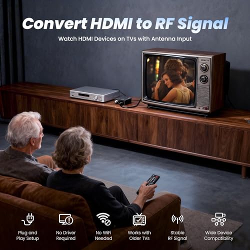 image for [Upgrade]kurtmark HDMI to RF Modulator with 1.2M HDMI Cable & Power Ad