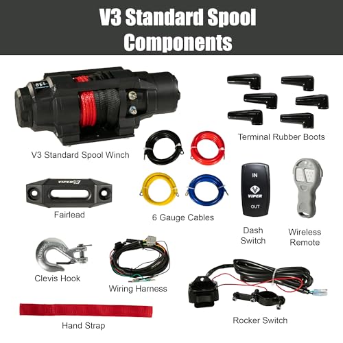 VIPER V3 4500lb UTV/ATV Winch con Cuerda Sintética Azul 40 pies miniatura 2