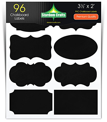 Premium Chalkboard Labels - HUGE MEGA 96 Label Pack - More Than Double the Labels Compared to Others - Stylish Designs